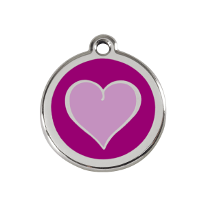 Médaille chien Coeur coloré violet Taille M