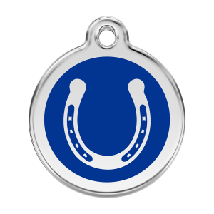 Médaille chien fer à cheval bleu foncé Taille L