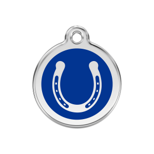 Médaille chien fer à cheval bleu foncé Taille M 30mm