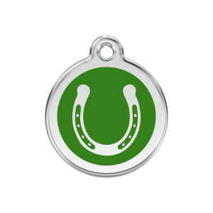 Médaille chien fer à cheval vert Taille M 30mm