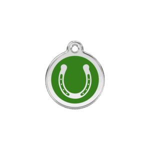 Médaille chat Fer à cheval Émail Vert S 20mm