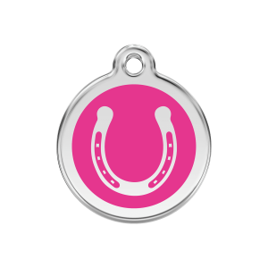 Médaille chien fer à cheval rose vif Taille M