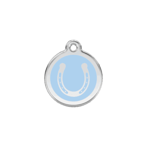 Médaille chat Fer à cheval Bleu clair S 20mm Émail et acier inoxydable