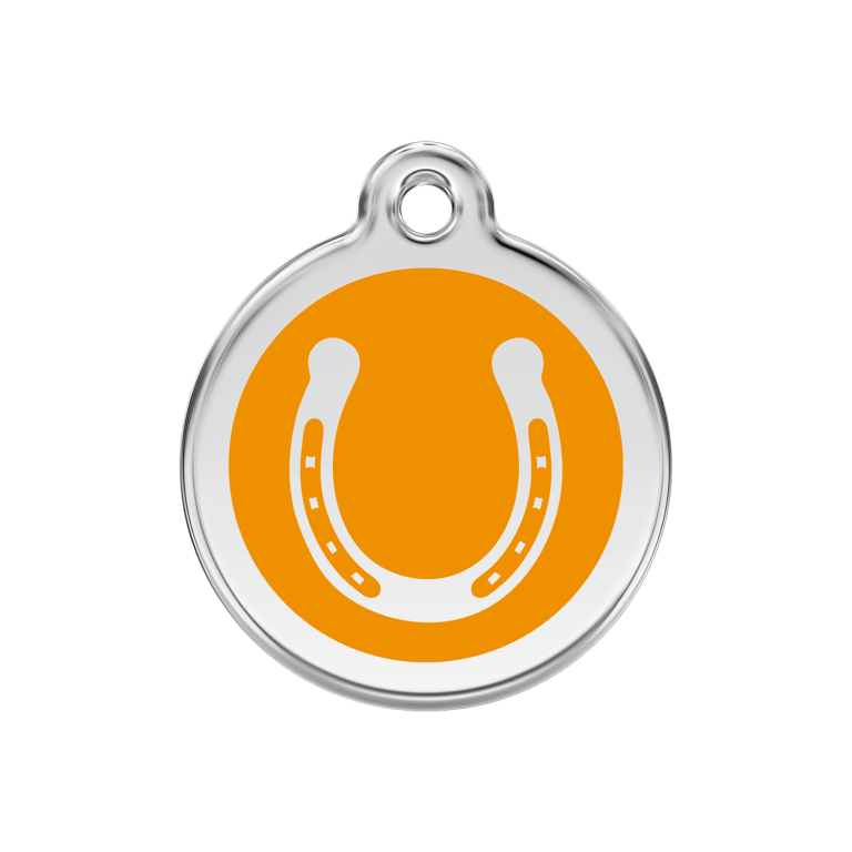 Vue avant - Médaille personnalisée pour chien Red Dingo Émail et acier inoxydable Orange 30.00mm
