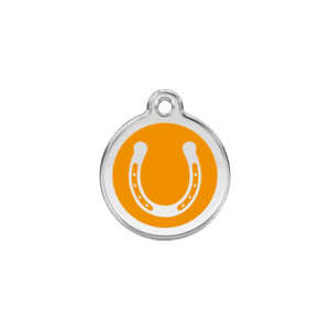 Médaille chat Fer à cheval Émail Orange S 20mm