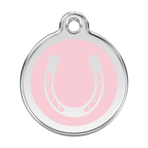 Médaille chien fer à cheval rose Taille L