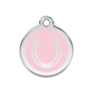 Médaille chien fer à cheval rose Taille M 30mm