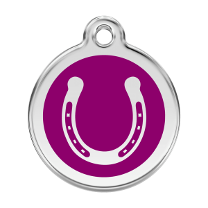 Médaille chien fer à cheval violet Taille L