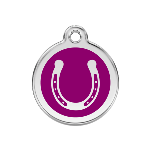 Médaille chien fer à cheval violet Taille M 30mm