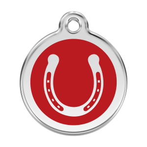 Médaille chien fer à cheval rouge Taille L