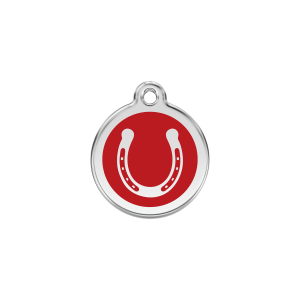 Médaille chat Fer à cheval Rouge S 20mm 7g
