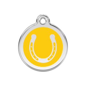 Médaille chien fer à cheval jaune Taille M 30mm