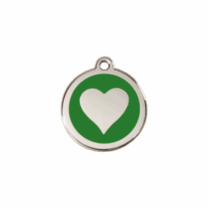 Médaille chat cœur émail vert S 20mm