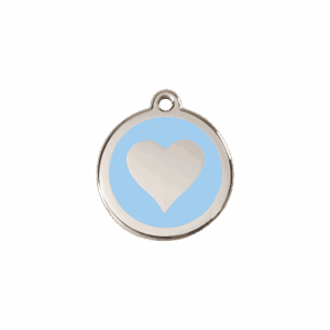 Médaille chat cœur bleu clair S 20mm en émail et acier inoxydable