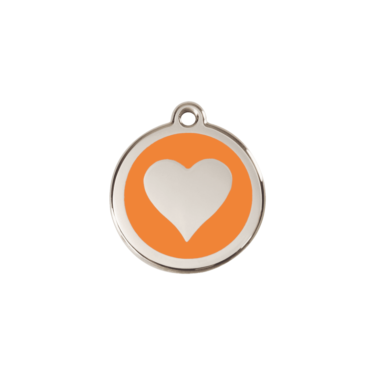 Vue avant - Médaille personnalisée pour chien/chat Red Dingo cœur orange S 20.00 - Émail/Acier inoxydable