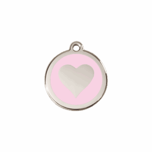 Médaille chat cœur émail rose S 20mm