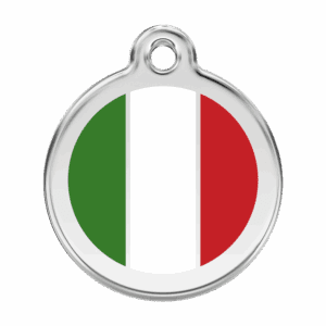 Médaille chien drapeau italien Taille L émail et acier inoxydable
