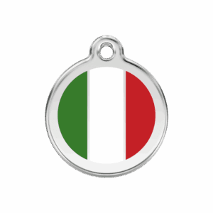 Médaille chien drapeau italien Taille M émail et acier inoxydable