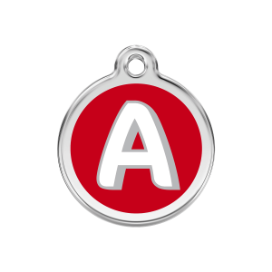 Médaille chien Lettre alphabétique A rouge Taille M