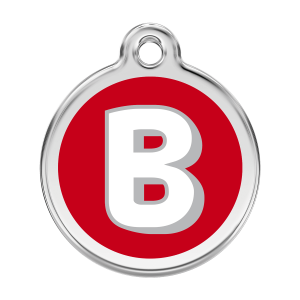 Médaille chien Lettre B émail rouge Taille L