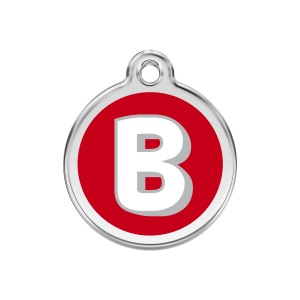 Médaille chien Lettre alphabétique B émail rouge Taille M