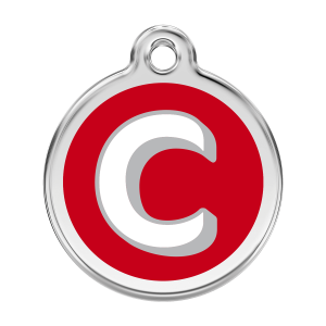 Médaille chien Lettre alphabétique C Rouge Taille L