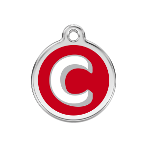 Médaille chien Lettre alphabétique C Rouge Taille M