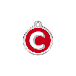 Médaille chat Lettre alphabétique C Rouge Taille S