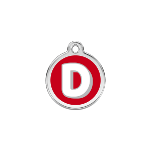 Médaille chat lettre alphabétique D rouge Taille S