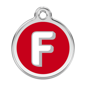 Médaille chien Lettre F Rouge Taille L