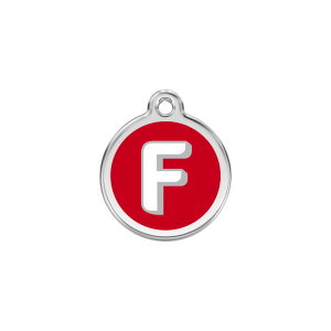 Médaille chat Lettre alphabétique F Taille S Rouge