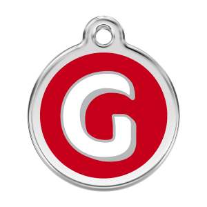Médaille chien Lettre alphabétique G en émail rouge Taille L