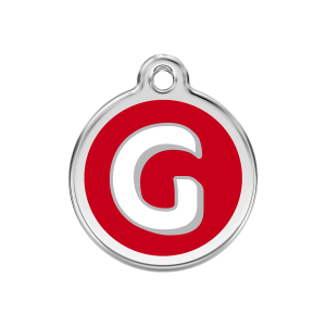 Médaille chien Lettre alphabétique G en émail rouge Taille M