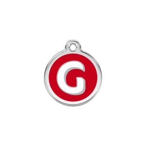 Médaille chat Lettre alphabétique G en émail rouge Taille S