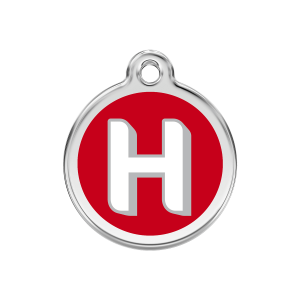 Médaille chien Lettre alphabétique H Rouge Taille M