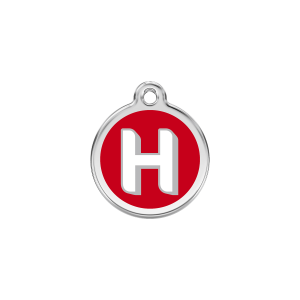 Médaille chat Lettre alphabétique H Rouge Taille S
