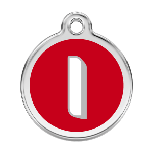 Médaille chien Lettre alphabétique I Rouge Taille L