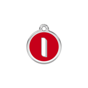 Médaille chat Lettre alphabétique I Rouge Taille S