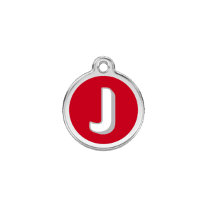 Médaille chat Lettre alphabétique J Rouge Taille S
