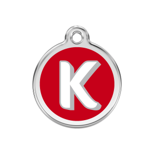 Médaille chien lettre alphabétique K - Rouge - Taille M