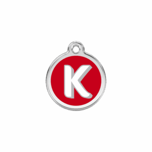 Médaille chat lettre alphabétique K - Rouge - Taille S