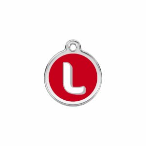 Médaille chat Lettre alphabétique L émail rouge Taille S