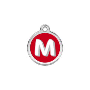 Médaille chat Lettre alphabétique M rouge Taille S