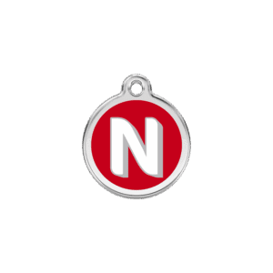 Médaille chat Lettre alphabétique N Taille S émail rouge