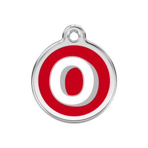 Médaille chien lettre alphabétique O rouge Taille M