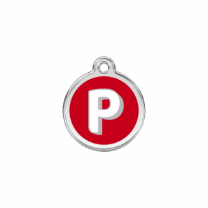 Médaille chat lettre alphabétique P rouge Taille S