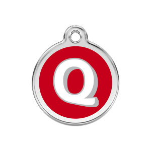 Médaille chien Lettre alphabétique Q rouge Taille M