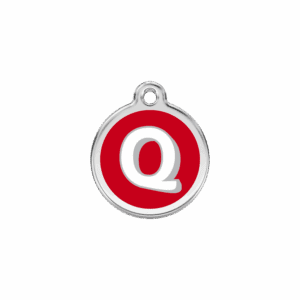 Médaille chat Lettre alphabétique Q rouge Taille S émail et acier inoxydable