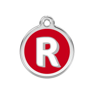 Médaille chien Lettre alphabétique R Rouge Taille M