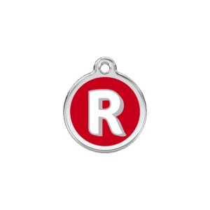 Médaille chat Lettre alphabétique R Rouge Taille S